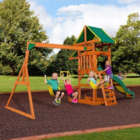 Backyard Discovery Tucson Cedar Wooden Swing Set Image 9 of 11 | Wooden swing set, Wooden swings ...