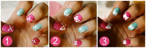 Charbuckss: Nail Art Tutorial: Pink and Mint Bows