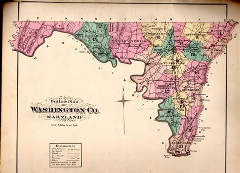 MAP: "Outline Plan of Washington County, Maryland".from An Illustrated ...