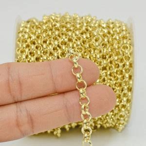 10 Feet X 14K Gold Chain Bulk by Foot, 6mm Rolo Chain Gold for Necklace/bracelet Making, Thick ...