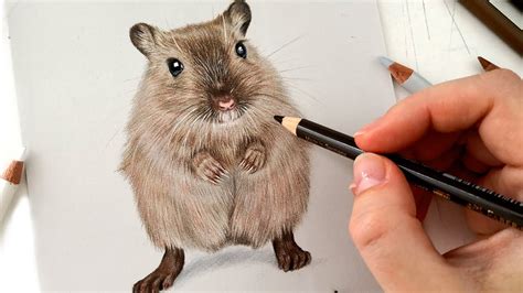 Drawing a very cute gerbil with Colored Pencil on Pastelmat - YouTube