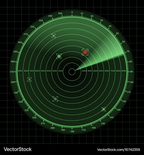 Radar and sonar screen detection monitor Vector Image