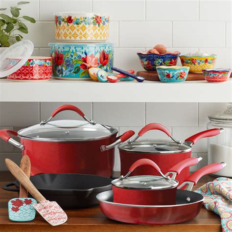 The Pioneer Woman Frontier Speckle 24-Piece Cookware & Food Storage Combo Set, Red - Walmart.com