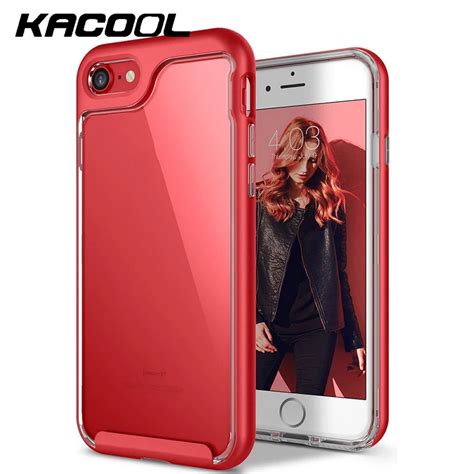 KACOOL Red Phone Case For iPhone 6s 7 Plus Clear Cover Luxury Hybrid 2 in 1 Protective Cases For ...