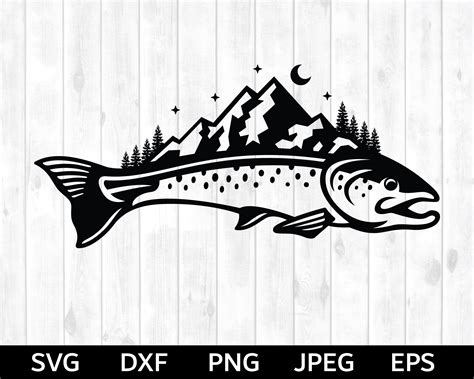 Trout Fish Svg File || Fishing Svg || Lake Fishing Svg || Trout Fishing ...