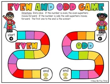 Even and Odd Numbers Dice Game for 1st Grade and 2nd Grade Activity