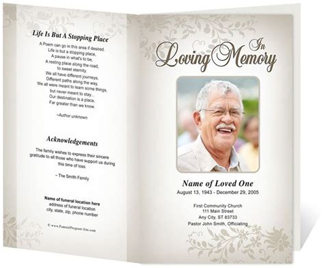 Funeral Program Template Publisher