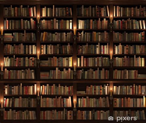 Wall Mural Bookshelf. Seamless texture (vertically and horizontally) - PIXERS.US