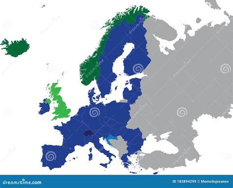 Political Map of European Economic Area EEA Stock Vector - Illustration of colored, germany ...