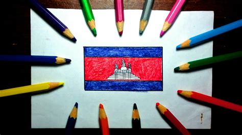 How to draw the Cambodia National Flag | Cara menggambar Bendera Nasional Kamboja - YouTube