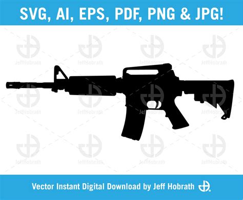 Automatic AR-15 Rifle Silhouette Isolated Vector Illustration | Etsy