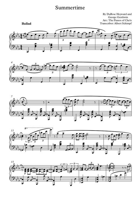 music piano sheet summertime Summertime Jazz, Jazz Sheet Music, Free ...