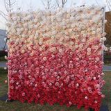 Gradient White Red Artificial Flower Wall Panels Decor - Lofaris