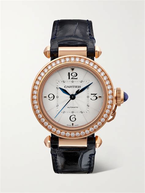 Rose gold Pasha de Cartier Automatic 35mm 18-karat rose gold, alligator ...