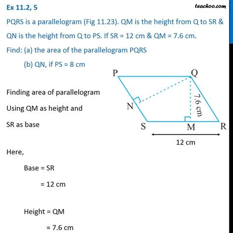 Ex 11.2, 5 - PQRS is a parallelogram (Fig 11.23). QM is the height