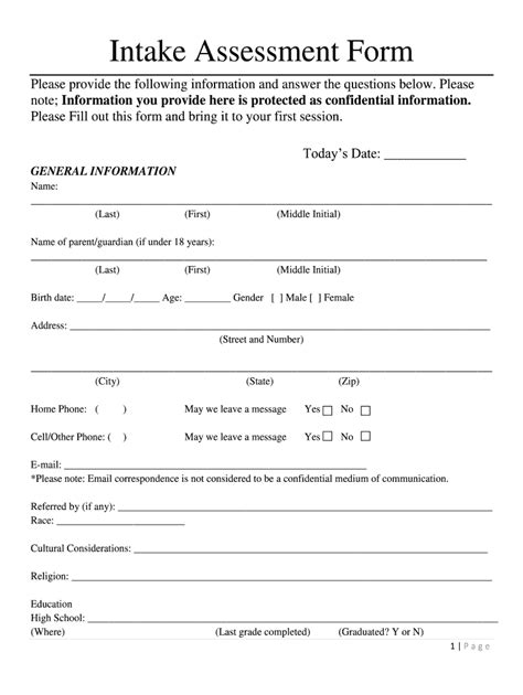 Intake Assessment Form - Fill Online, Printable, Fillable, Blank | pdfFiller