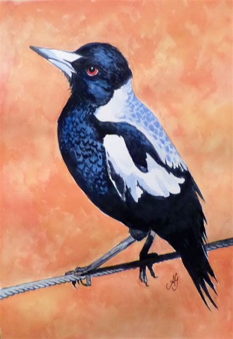 Magpie Watercolour Painting - 30cm x 40cm