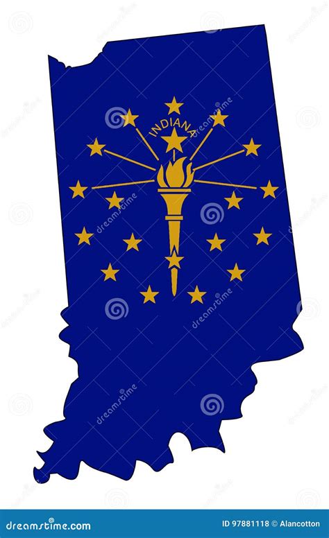 Indiana Outline Map and Flag Stock Vector - Illustration of american ...