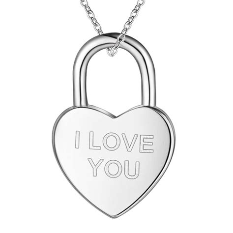 I Love You Heart Shaped Padlock Silver Necklace - Feshionn IOBI