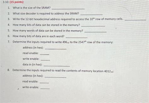 Solved Part 1-Memory Construction SRAM is a fast, expensive | Chegg.com