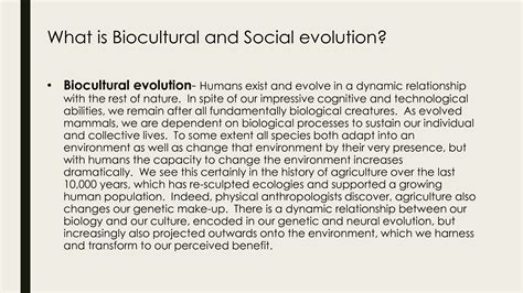 SOLUTION: Human biocultural and social evolution - Studypool