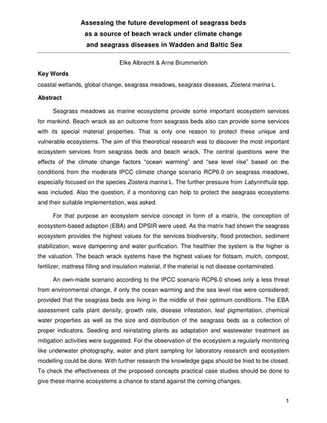 (PDF) Assessing the future development of seagrass beds as a source of beach wrack under climate ...