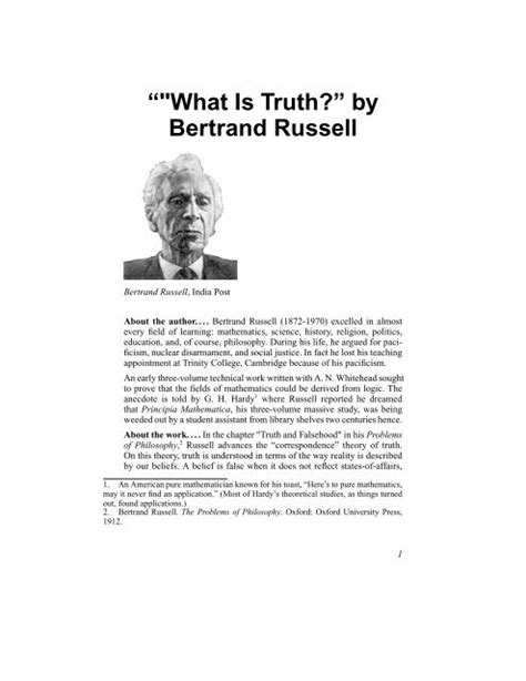 What Is Truth?” by Bertrand Russell - Philosophy Lander.edu