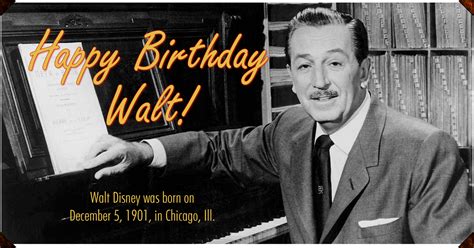 Happy Birthday Walt! Walt Disney was born on December 5, 1901, in Chicago, Ill. #MouseMingle ...