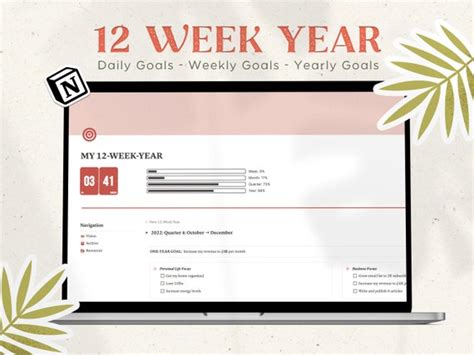 12 Week Year Notion Template notion Goal Templategoal - Etsy