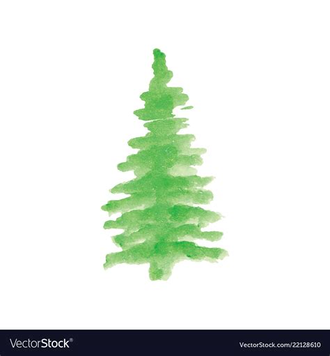 Christmas tree with hand painted watercolor Vector Image