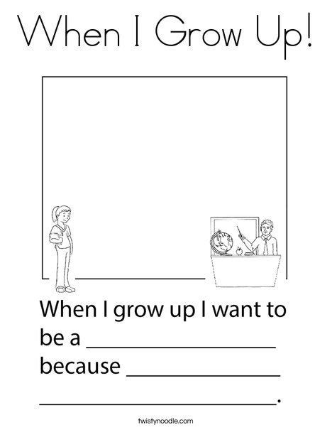 When I Grow Up Coloring Page - Twisty Noodle | Community helpers worksheets, All about me ...