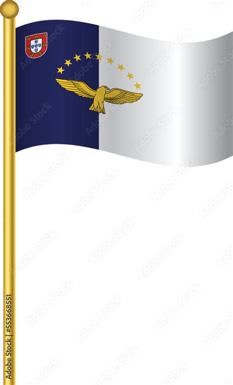 Flag of Azores,Azores flag Golden waving isolated vector illustration ...