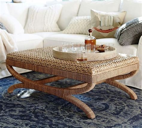 Round Seagrass Coffee Table Ottoman | Coffee table, Coffee table ...