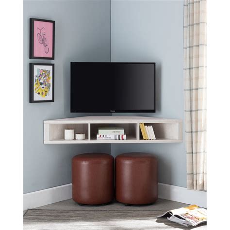 Furniture of America Dunn Corner Wood Floating 42" TV Stand in White Oak - Walmart.com - Walmart.com