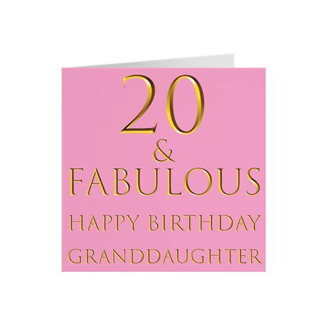 Granddaughter 20th Birthday Card 20 & Fabulous Happy | Etsy