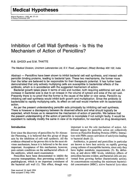 (PDF) Inhibition of cell wall synthesis--is this the mechanism of ...