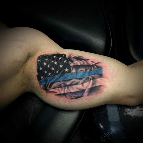 35+ Thin Blue Line Flag Tattoo Forearm - EllamaeJax