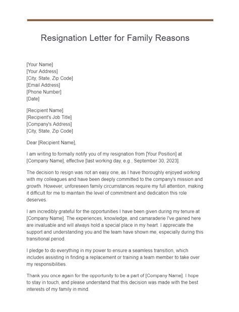 Resignation Letter for Family Reasons - 17+ Examples, Tips