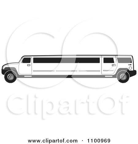 Clipart Black And White Stretch Limo Hummer - Royalty Free Vector ...