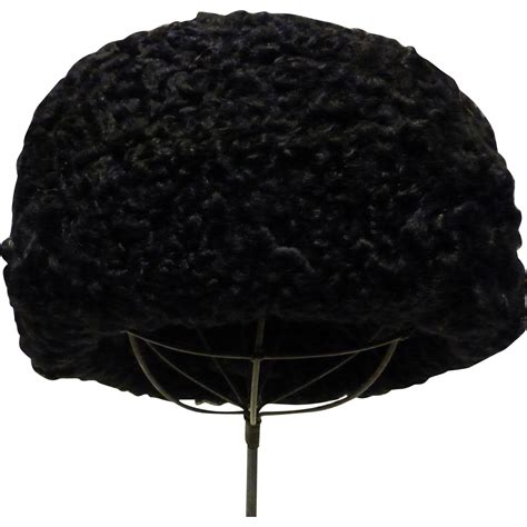 Genuine Black Persian Lamb Hat from historique on Ruby Lane
