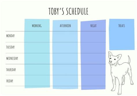 Customize this Simple Linear Dog Feeding And Treats Weekly Schedule ...