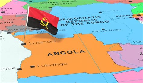Premium Photo | Angola luanda national flag pinned on political map 3d illustration