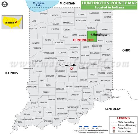 Huntington County Map, Indiana