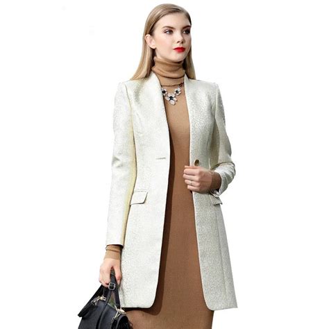 European Style Ladies Long Blazer And Jackets High Quality One Button ...