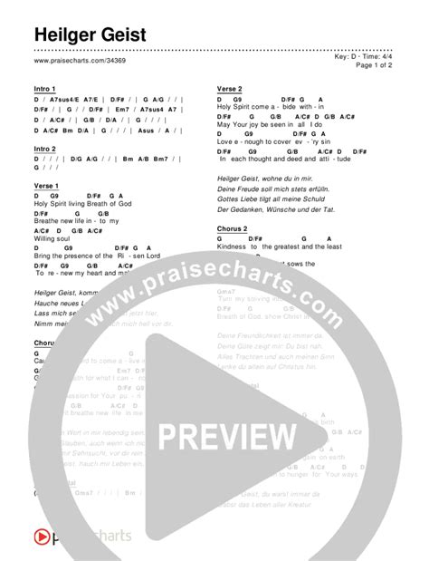 Heilger Geist (Holy Spirit Living Breath Of God) Chords PDF ...