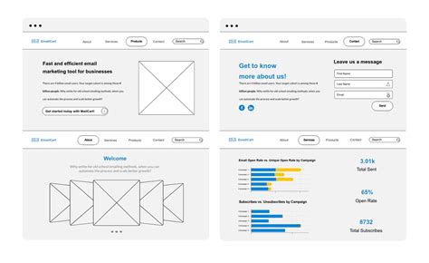 Email Marketing Tool Website Wireframe Template | Visme