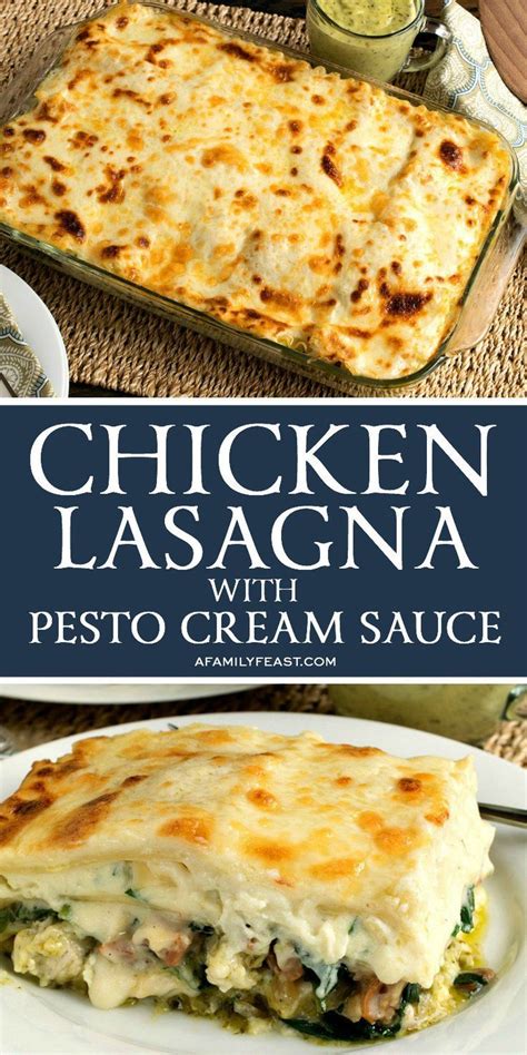 Chicken Lasagna with Pesto Cream Sauce | Chicken lasagna recipe, Recipes, Chicken lasagna