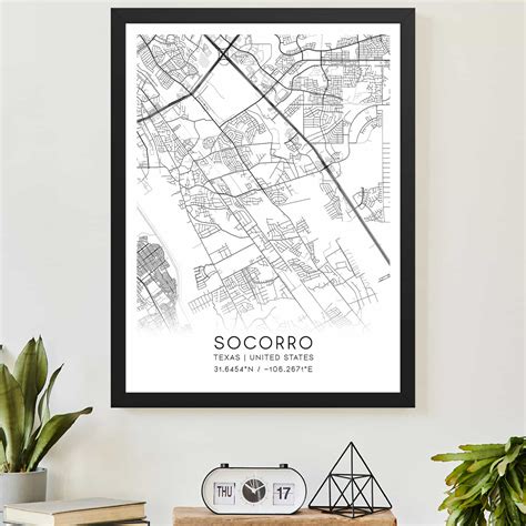 Socorro Texas Map Poster, Modern Home Decor Wall Art Print - Custom ...