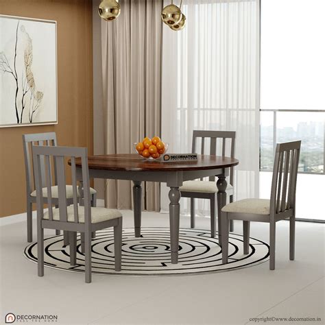 Sierra-solid-wood-4-seater-dining-table-set - Decornation