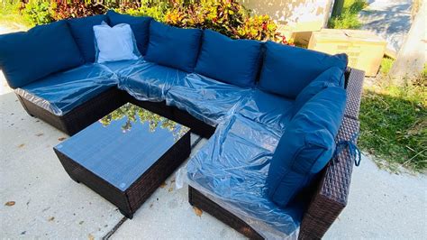 NEW! 7 Piece Wicker Sectional, Seating For 6 & Glass Top Coffee Table - Delivery - Sofas ...